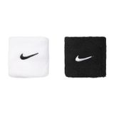 Nike Swoosh Classic bileklik, 2'li paket, ter bandı, tenis, fitness, koşu bilek bantları, spor, siyah/beyaz/siyah, tek boy