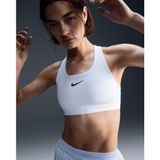Nike Swoosh DX6821-100 Orta Destekli Pedli Kadın Spor Sütyeni - Beyaz