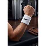 Nike Swoosh Sporcu Bilekliği - 2'li Paket Çift Yönlü Havlu Ter Bandı, Tenis, Fitness, Crossfit ve Koşu Bilekliği (Beyaz )
