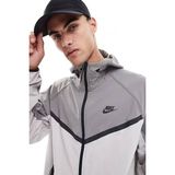 Nike Tech Windrunner Woven Full Zip Loose Fit Jacket Erkek Bol Kesim Paraşüt Kumaş Kapüşonlu Ceket Gri - XL