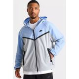 Nike Tech Woven Windrunner Full Zip Loose Fit Jacket Erkek Bol Kesim Dokuma Kapüşonlu Spor Ceket Mavi Gri