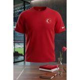 Nike Türkiye Erkek Tişört Kırmızı %100 Pamuk-Milli Takım Spor Esnek Dri-FIT Tişört