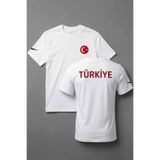 Nike Türkiye Milli Takım Erkek Tişört %100 Pamuk Beyaz/Siyah/Kırmızı