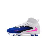 Nike Üniseks Çocuk Jr Phantom 6 High Club Fg/MG Futbol Ayakkabısı, Racer Blue Pink Blast White, 36.5 EU