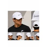 Nike Unisex Beyaz Şapka Ayarlanabilir Spor Şapka Beyaz İşlemeli Logo Günlük Beyzbol Şapkası Cap