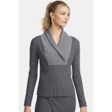 Nike Yoga Ribbed Shawl Collar Loose Fit Sweatshirt Kadın Bol Kesim Fitilli Şal Yaka Sweatshirt Füme