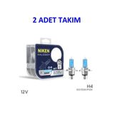 NIKEN 2 ADET TAKIM FAR AMPULÜ 12V H4 60/55W BEYAZ IŞIK AMPUL P43t 5000K