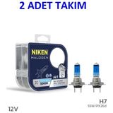 Nıken 2 Adet Takım Far Ampulü 12V H7 55W Beyaz Işık Ampul PX26D 5000K