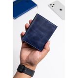 Niki Leather Tivra Mavi Crazy Deri Kartlık Cüzdan