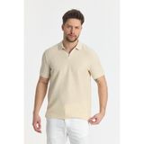 Nikol Erkek Bej Likralı Pamuk Karışımlı Esneyen Kumaş Spor Yaka Slim Fit Polo Yaka Tişört