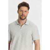 Nikol Erkek Gri Likralı Pamuk Karışımlı Esneyen Kumaş Spor Yaka Slim Fit Polo Yaka T-Shirt Gri L