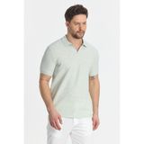 Nikol Erkek Mint Likralı Pamuk Karışımlı Esneyen Kumaş Spor Yaka Slim Fit Polo Yaka Tişört