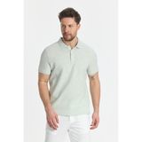 Nikol Erkek Mint Likralı Pamuk Karışımlı Melanj Efektli Slim Fit Kıvrılmaz Yaka Polo Yaka Tişört - 3XL