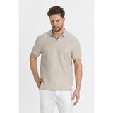 Nikol Erkek Vizon Likralı Pamuk Karışımlı Esneyen Kumaş Spor Yaka Slim Fit Polo Yaka Tişört