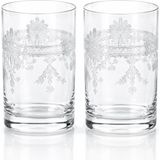 Nikolay Strulev Tarzı Bohemia Kristal Cam Bardak, Şeffaf, Bitkisel Desenli, 8 Cm, 2'li Set - Çok Renkli