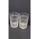 Nikolay Strulev Tarzı Bohemia Kristal Cam Bardak, Şeffaf, Bitkisel Desenli, 8 cm, 2'li Set