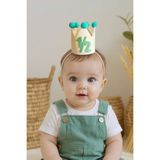 Niksy Design 1/2 Mint Yeşili Ponponlu Mini Doğum Günü Tacı - Yarım Yaş Bebek Parti Şapkası