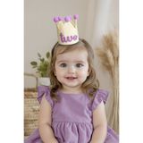 Niksy Design Two Mor Ponponlu Mini Doğum Günü Tacı - 2 Yaş Kız Bebek Parti Şapkası