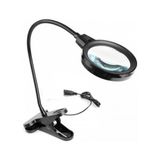 Nikula-12 LED Clipslı Işıklı Büyüteç 75 mm Mercek Çapı ve 35 cm Esnek Boru ile Pratik Masa Lambası