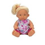 Nil Bebek 23 cm 20010 - Sarışın Çiçekli Mavi Elbise Gülen Surat