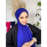 Nil Butik Bambu Kraş Şal - Saks Mavisi