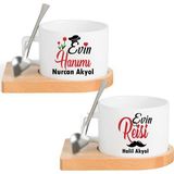 Nil Hediye Evin Hanımı Evin Reisi Kahve Fincan Seti 2Li - 1 Adet - 330 ml - Renkli