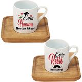Nil Hediye Evin Reisi Evin Hanımı 2'li Bambu Fincan Set