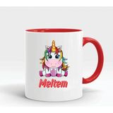 Nil Hediye İsimli Baby Unicorn Kupa - Beyaz - Kırmızı