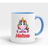 Nil Hediye İsimli Baby Unicorn Kupa - Beyaz - Mavi