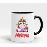 Nil Hediye İsimli Baby Unicorn Kupa - Beyaz - Siyah