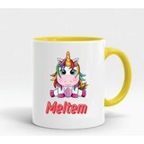 Nil Hediye İsimli Baby Unicorn Kupa - Sarı - Beyaz