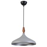 Nil Modern Tasarım Ahşap Detaylı Metal Cafe - Mutfak Gri Renk Tekli Avize (35 CM)