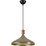 Nil Modern Tasarım Ahşap Detaylı Metal Cafe - Mutfak Kahverengi Tekli Avize (35 Cm)