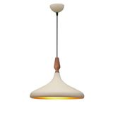 Nil Modern Tasarım Ahşap Detaylı Metal Cafe - Mutfak Krem Renk Tekli Avize (35 CM)
