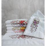 Nil Nakışlı 6 Adet El Yüz Havlusu 50 x 90 cm - 50 x 90 cm - Açık Mavi - Beyaz - Pembe