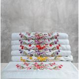 Nil Nakışlı 6 Adet El Yüz Havlusu 50 x 90 cm - 50 x 90 cm - Beyaz