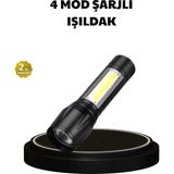 Nilavia 4 Mod Şarjlı Işıldak | Ultra Güçlü Cree LED | Su Geçirmez Alüminyum Gövde - AL002A-61VS43 - Çok Renkli