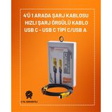 Nilavia 4'ü 1 Arada USB Hızlı Şarj ve Veri Kablosu – 65W Güç Çoklu Bağlantı 1.2m - AL002A-61UYK4 - Renkli