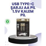 Nilavia Type-C USB ile Hızlı Şarj Edilebilir Aa Kalem Pil | 1.5V Lityum | Çiftli Paket - AL002A-61XK58