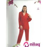 Nilay 608 Kadın Saten Pijama Takımı Mürdüm