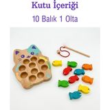 Nilberry Ahşap Manyetik Balık Tutma Oyunu - Eğitici Kedi Figürlü Balık Yakalama Oyunu - Çocuklar Için Motor Becerisi Geliştirici Eğitici Oyuncak