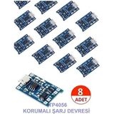 Nilestrem TP4056 Mikro USB 18650 Lityum Pil Şarj Devresi + Bms Koruma Özellik Powerbank Şarj Modülü 8 Adet - Tek Ebat
