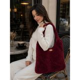 Nillys Kadın Panda Örgü Heybe Omuz Çantası (35X28) - Bordo