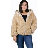 Niloşum Özgüner Oyuncak Kadın Fermuarlı Peluş Mont (%100 Yerli) - Bej - S