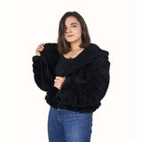 Niloşum Özgüner Oyuncak Kadın Fermuarlı Peluş Mont (%100 Yerli) - Siyah