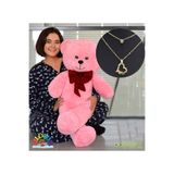 NİLOŞUM Özgüneroyuncak Sevgiliye Hediye Seti – 90 cm Peluş Ayıcık & 24 Ayar Altın Kaplama Kolye
