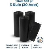 Nilplast Asm Çöp Poşeti 80*110 10 Adetlik RULO(500 Gr) *3 Rulo - SİYAH