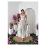 Nils Boutique İp Askılı Çiçek Desenli Midi Kloş Elbise