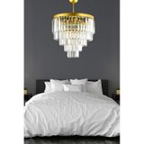 Nilsa Gold 40x40 Cm'lik Kristal Taşlı Lüks Avize - Yatak Odası - Salon - Mutfak - Hol Altın