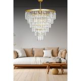 Nilsa Gold 50x50 Cm'lik Kristal Taşlı Lüks Avize - Yatak Odası - Salon - Mutfak - Hol Altın